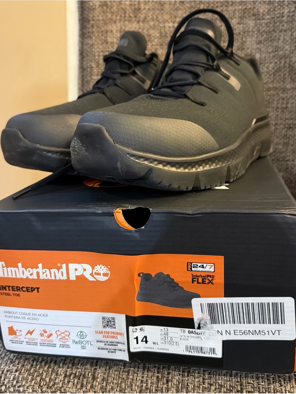 Timberland PRO Intercept Steel Toe Work Shoes Black Men’s 14 W/L TB0A5ZNY001